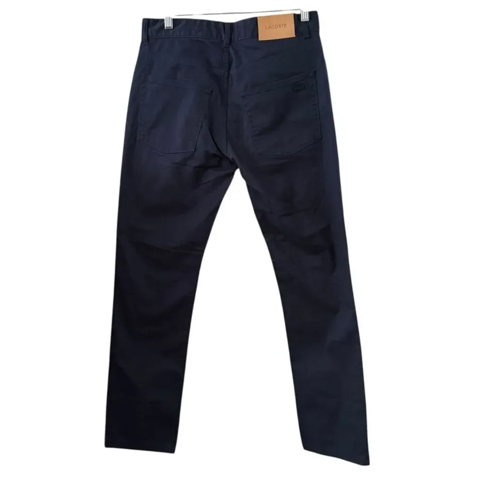 Lacoste Men’s W30 L34 Slim Fit Navy Blue Chino Pants Cotton Stretch Classic